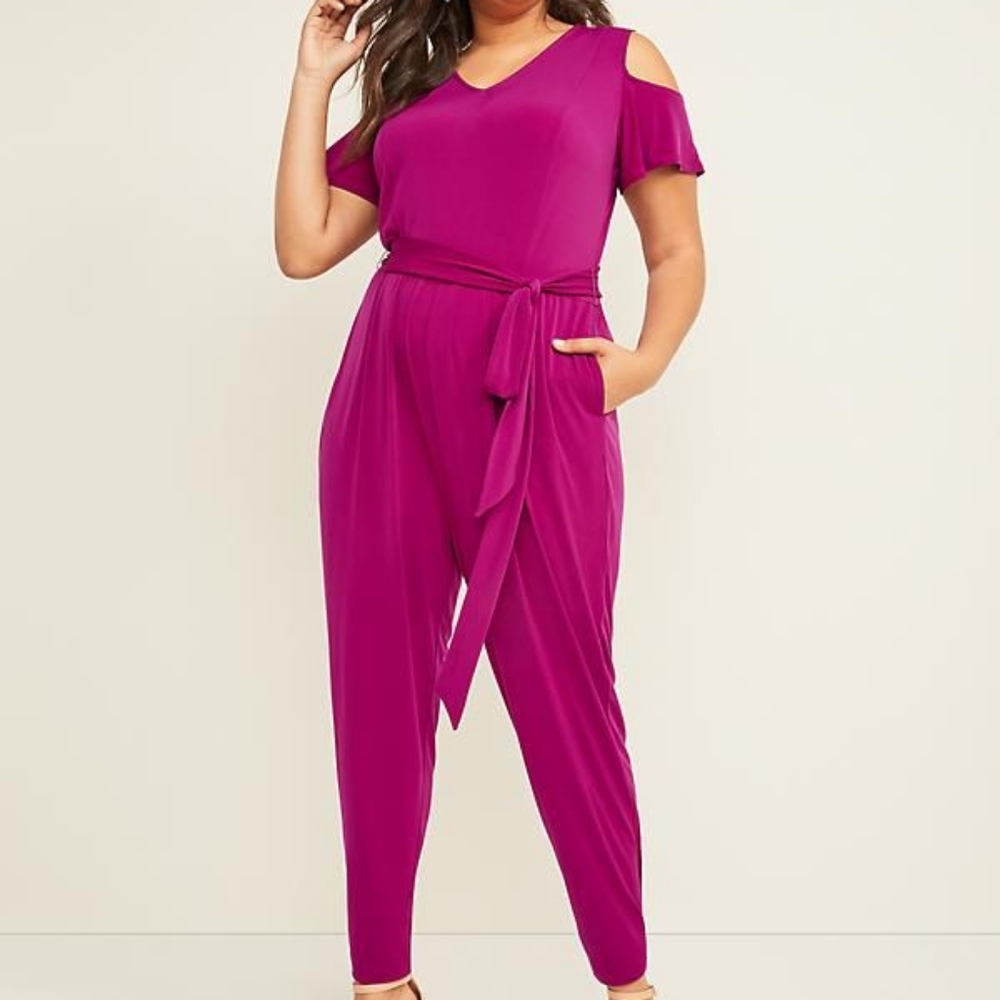 Cold shoulder plus size jumpsuit